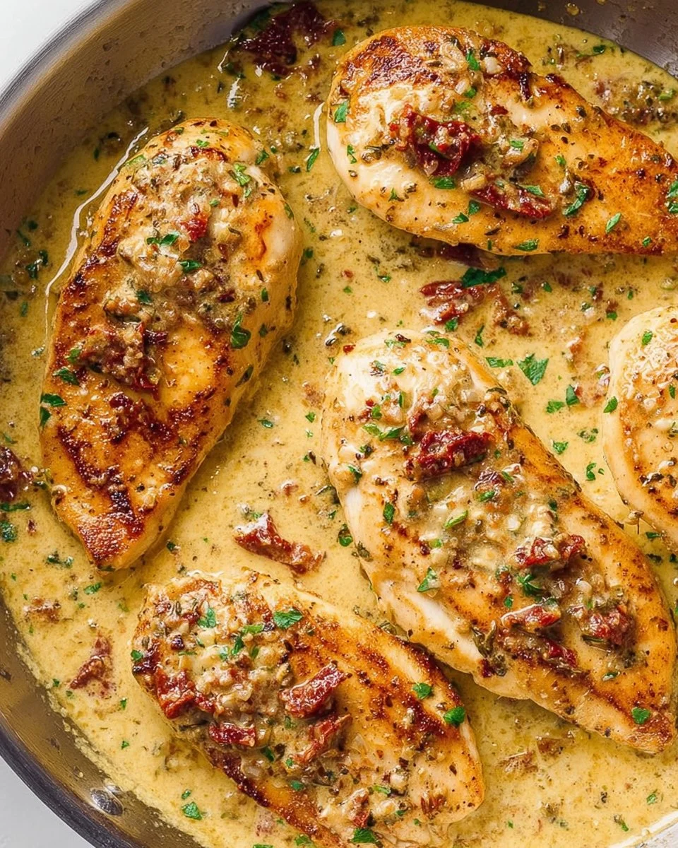 Delicious Marry Me Chicken served with creamy sauce and herbs