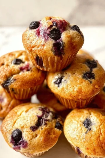 Delicious cottage cheese blueberry muffins baked to perfection.