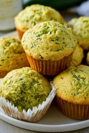 Delicious healthy zucchini muffins with fresh zucchini and walnuts