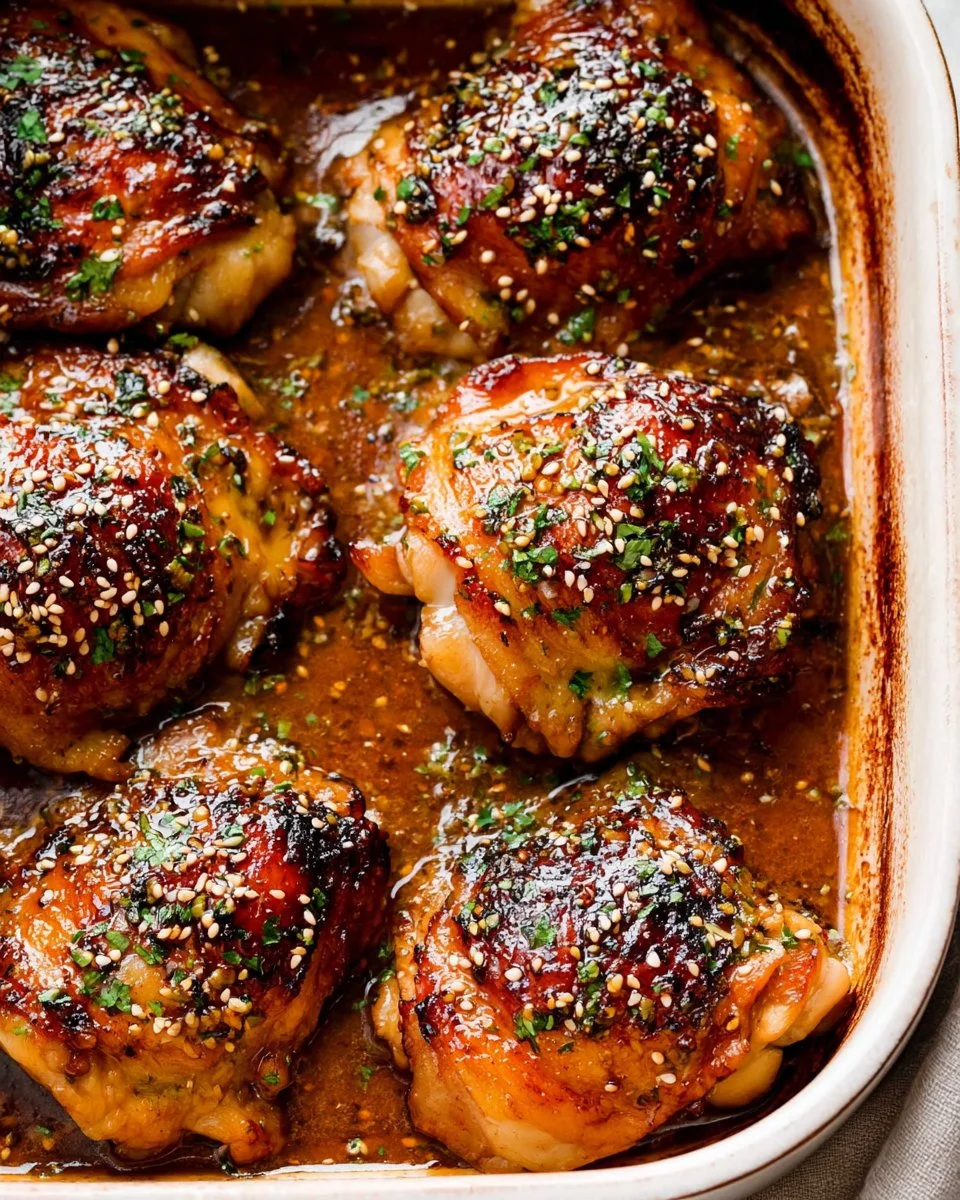 Honey Garlic Baked Chicken Thighs
