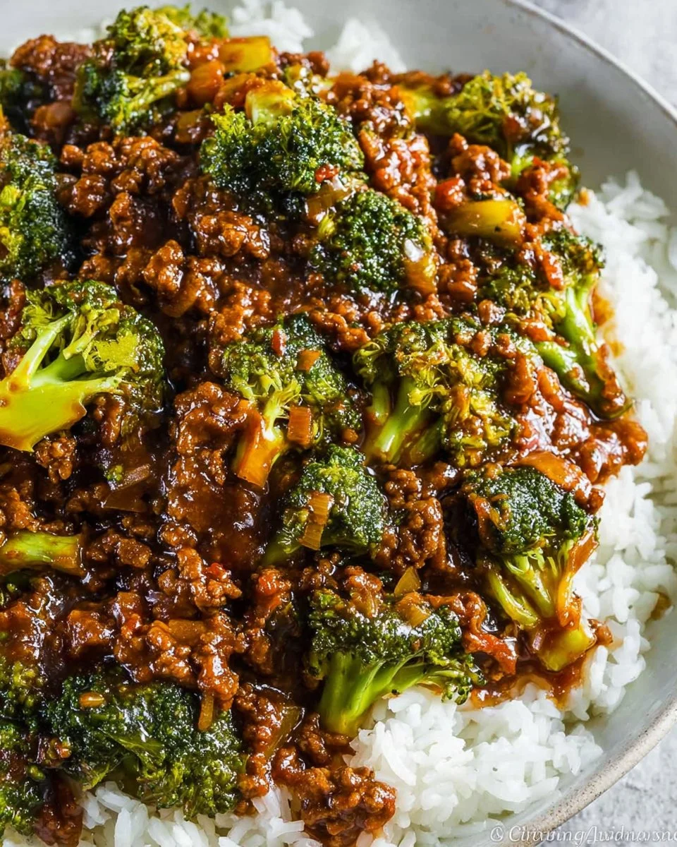 Honey Garlic Ground Beef and Broccoli