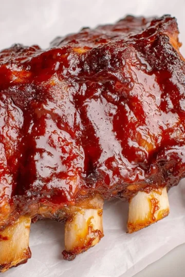Deliciously juicy baked beef ribs served on a platter