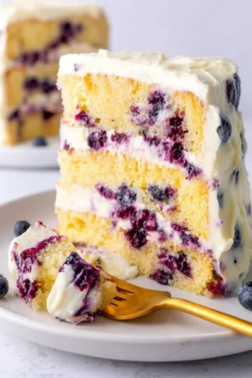 Lemon blueberry cake, a flavorful dessert with blueberries and lemon zest.