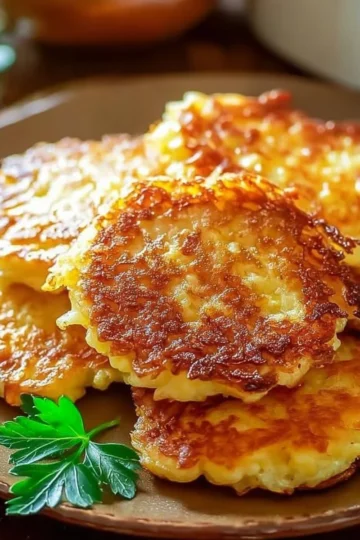 Classic potato pancakes served with sour cream and chives