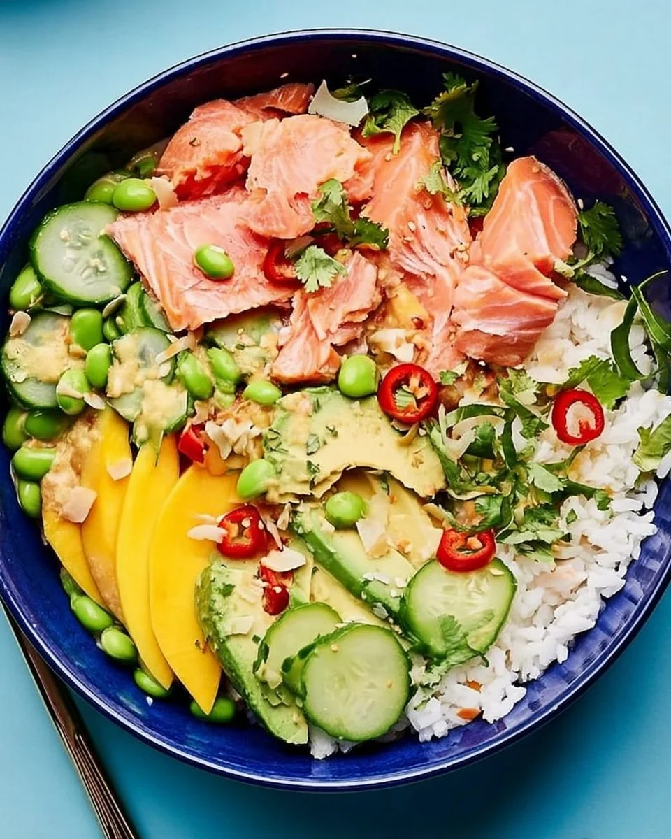 Coconut Rice Salmon Bowl