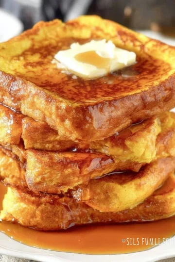 Delicious easy French toast served with syrup and berries on a plate.