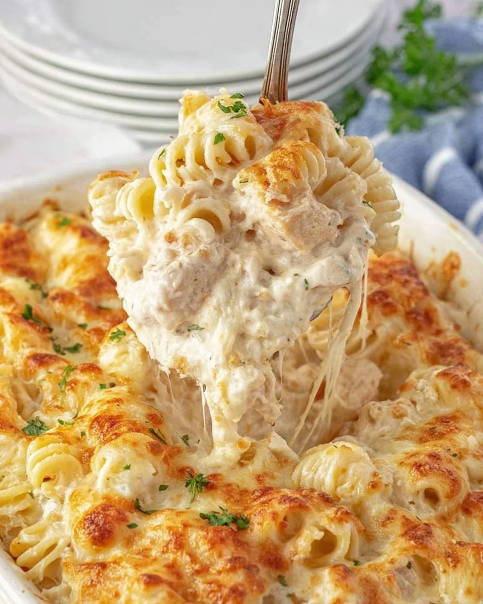 Garlic Parmesan Chicken Pasta Bake