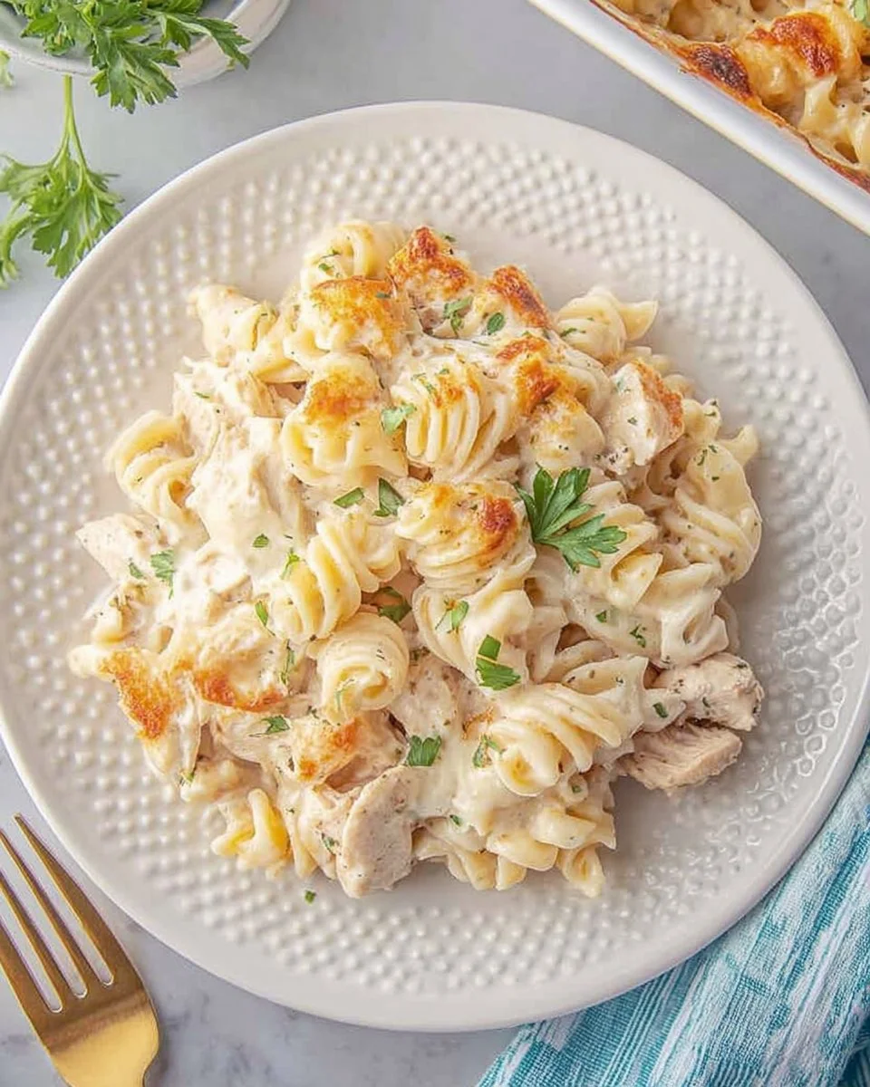 Garlic Parmesan Chicken Pasta Bake