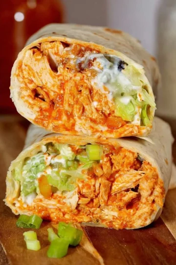 Healthy Buffalo Chicken Caesar Wraps with fresh ingredients