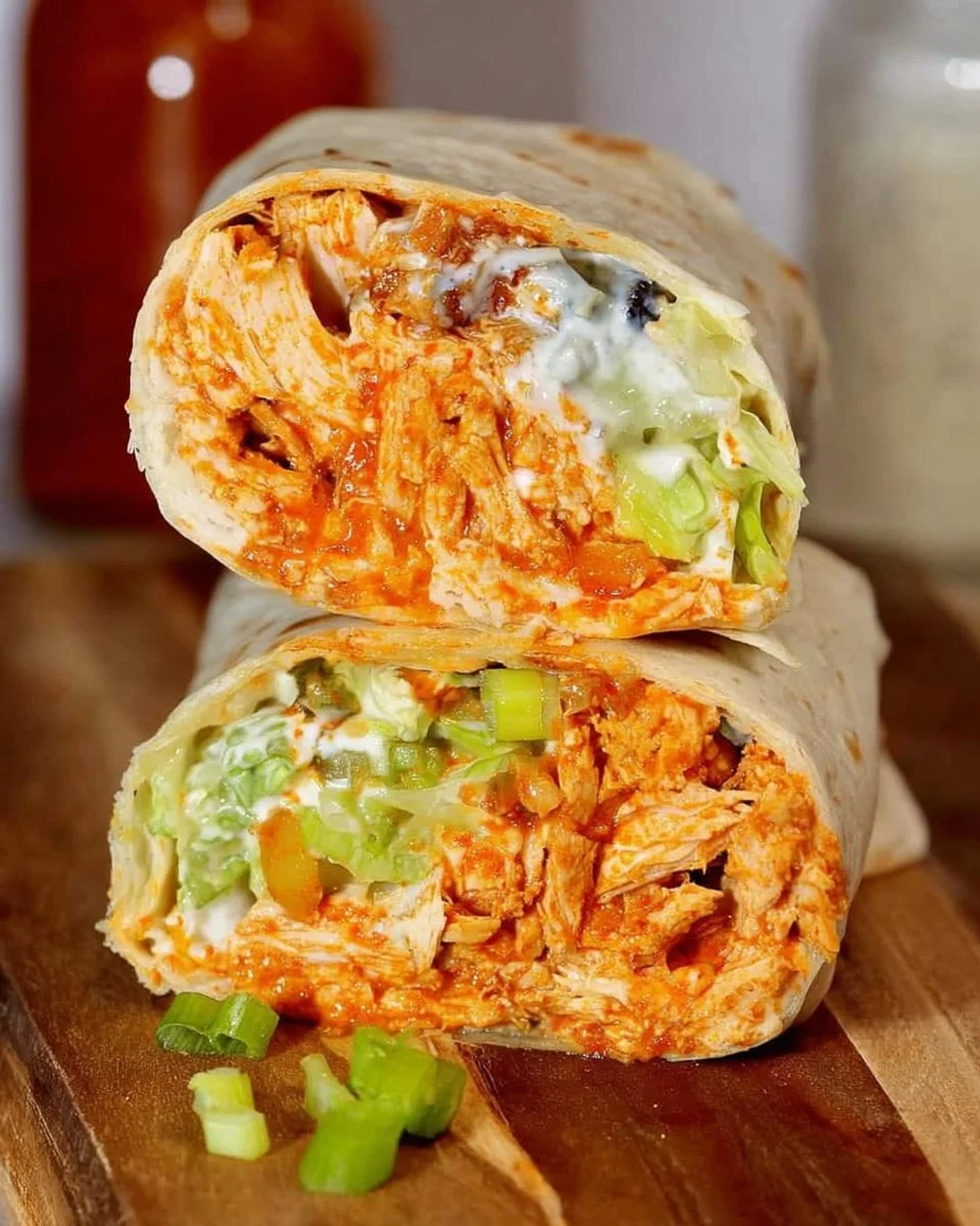 Healthy Buffalo Chicken Caesar Wraps