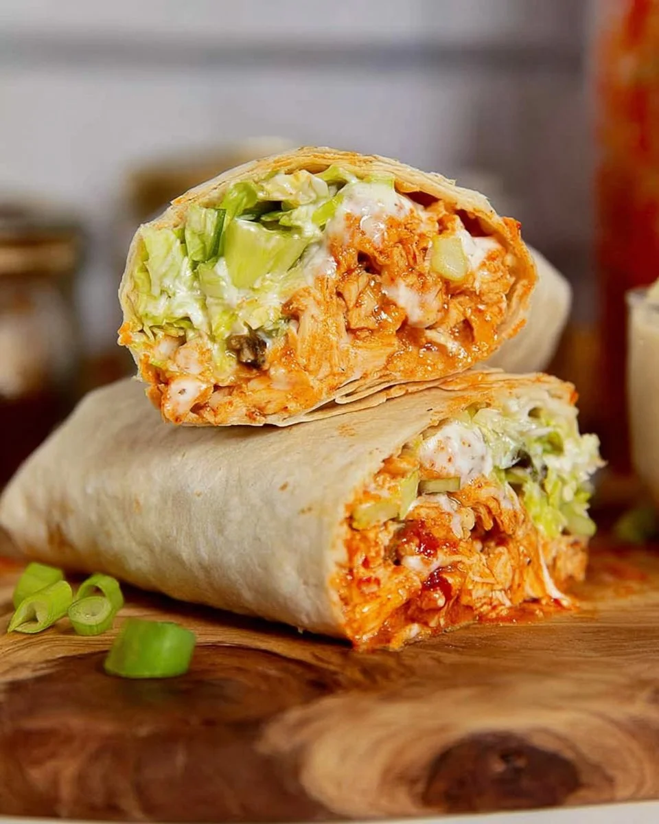 Healthy Buffalo Chicken Caesar Wraps
