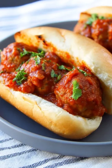 Delicious homemade meatball subs prepared with fresh ingredients