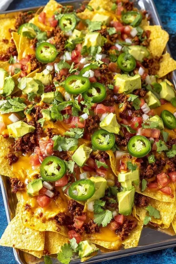 Delicious Mike's Late Night Nachos topped with cheese and toppings