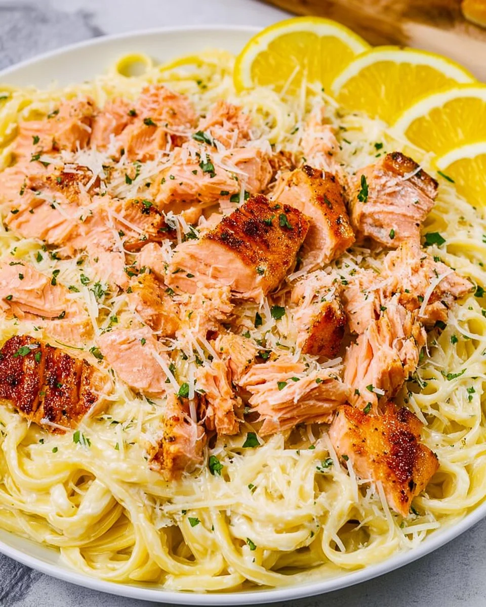 Salmon Pasta with Lemon Cream Sauce