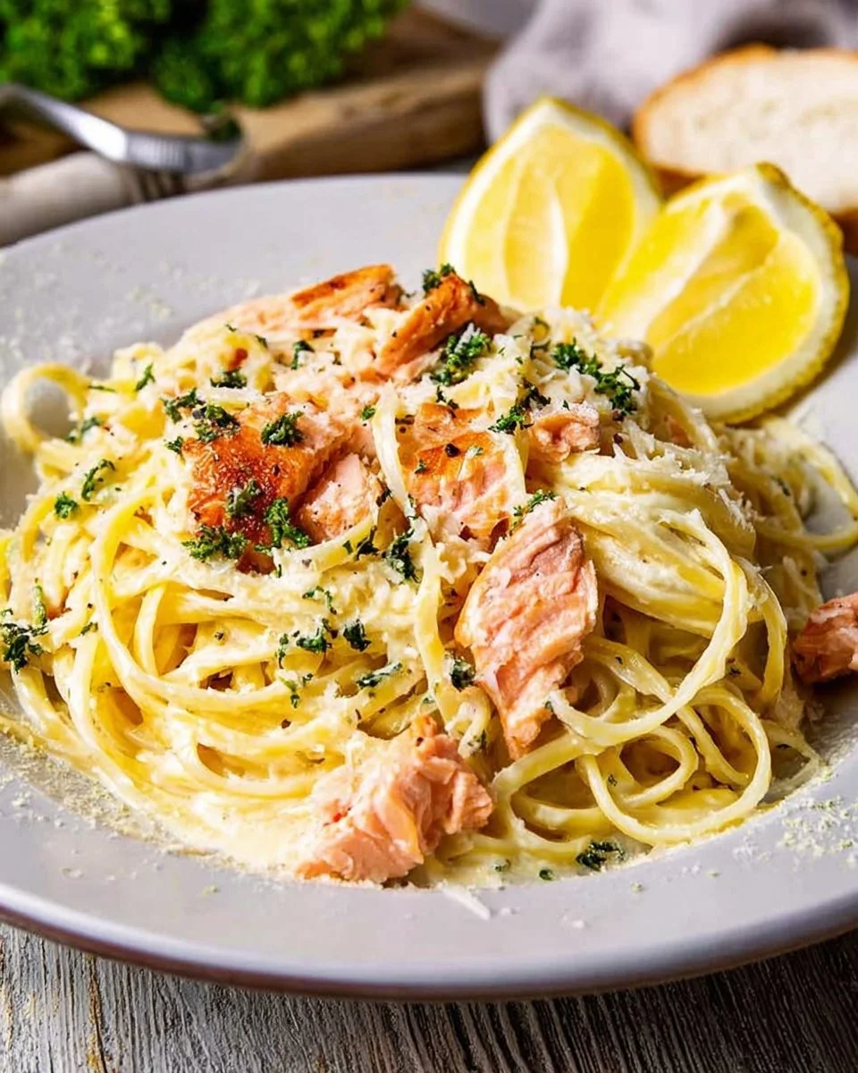 Salmon Pasta with Lemon Cream Sauce