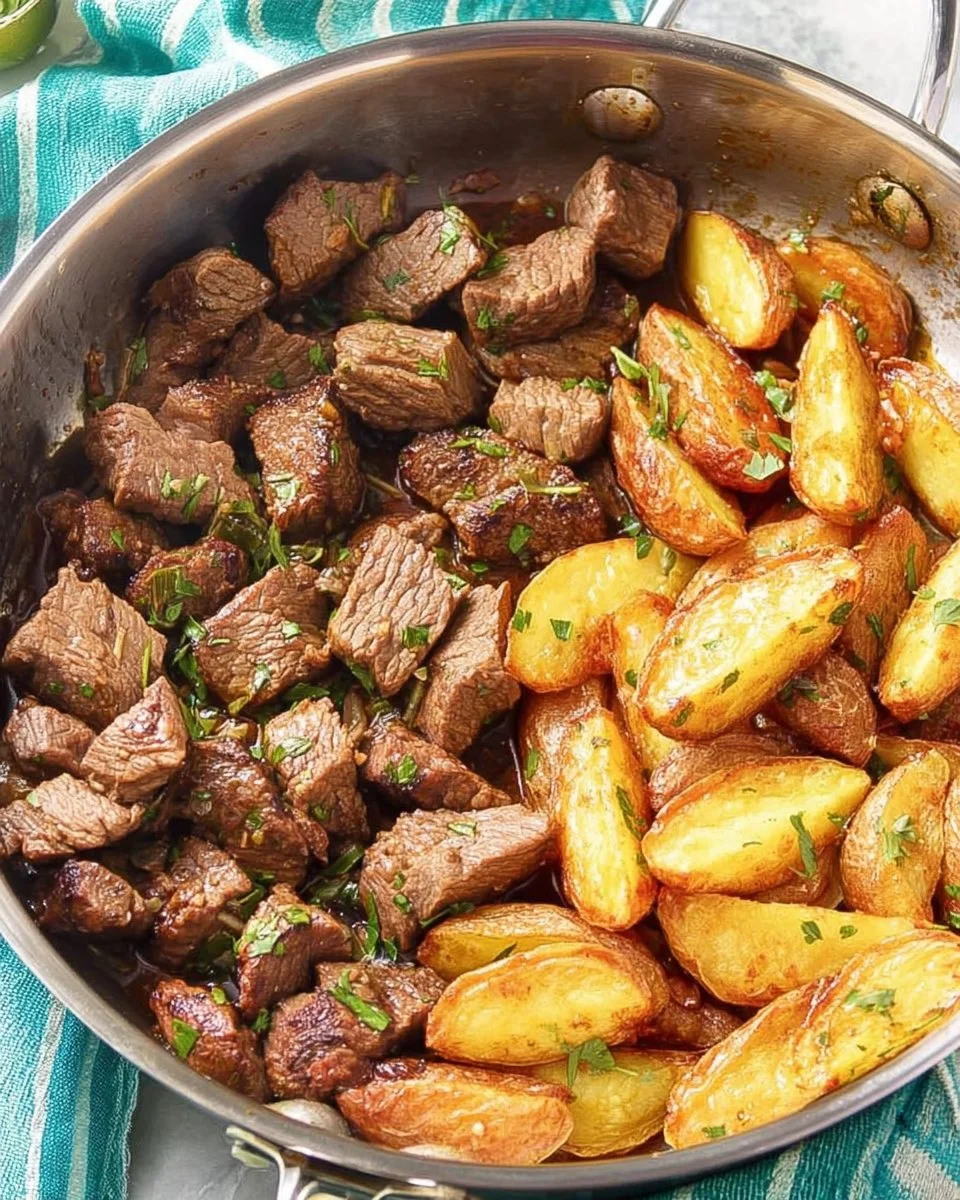 Skillet Steak Bites with Potatoes