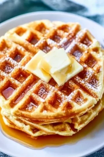 Fluffy golden waffles made from the best waffle recipe