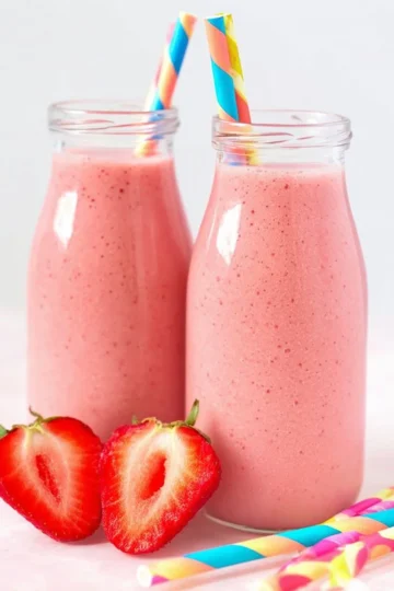 Super Healthy Strawberry Smoothies full of nutrients in a glass