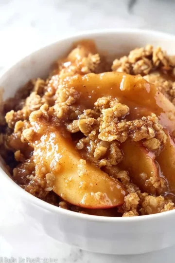 Delicious homemade apple crisp topped with oats and cinnamon